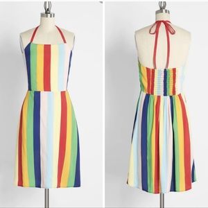 Sunlit Salutations Rainbow Halter Dress sz 2X US Modcloth
